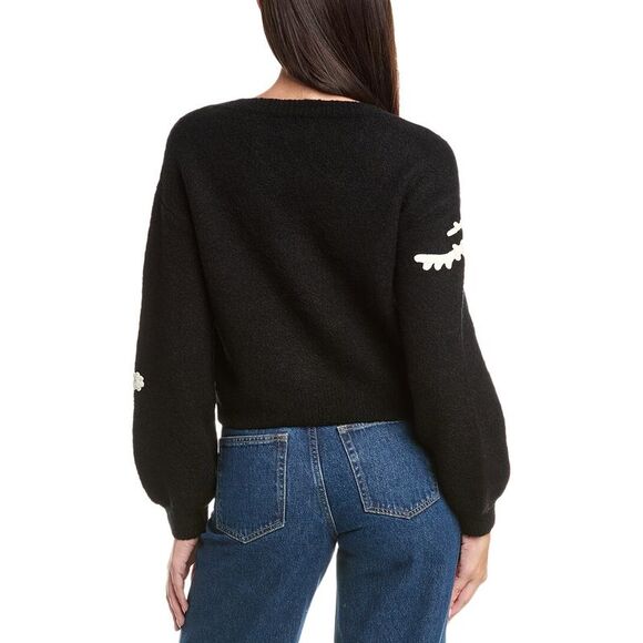 Cinq À Sept Womens  Dana Wool-Blend Pullover, Black - Picture 2 of 3